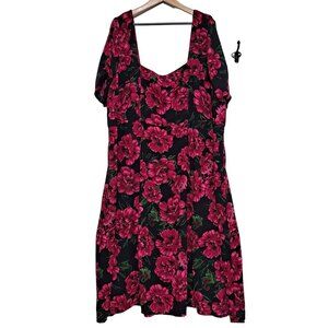Leith Dress Woman 4XL Red Carnations Floral Stretchy Comfortable Knee Length